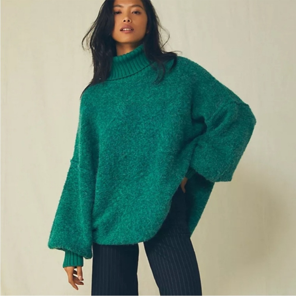 Free People Teal Turtleneck Sweater